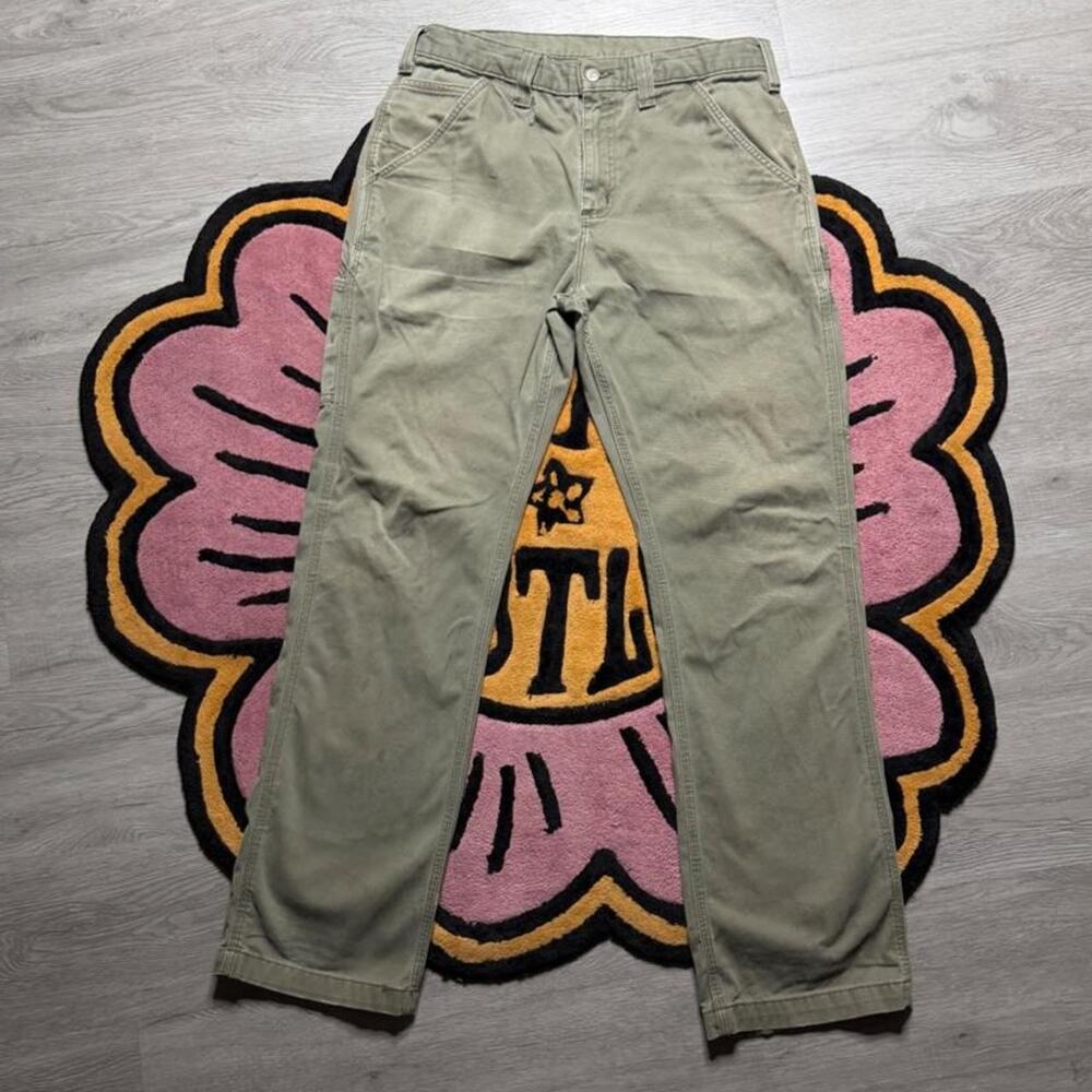 Carhartt Distressed Relaxed Fit Work Pants Size 33x31 Green